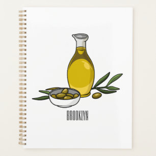 Olive oil cartoon illustration  planner