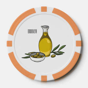 Olive oil cartoon illustration  poker chips