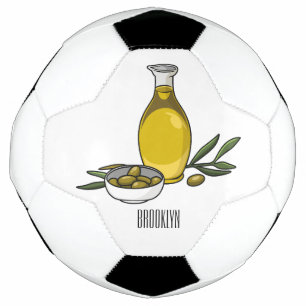 Olive oil cartoon illustration  soccer ball