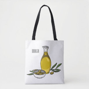 Olive oil cartoon illustration  tote bag