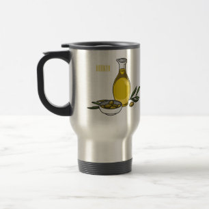 Olive oil cartoon illustration  travel mug