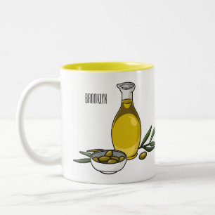 Olive oil cartoon illustration  Two-Tone coffee mug