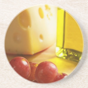 Olive Oil, Cheese and Grapes Sandstone Coasters