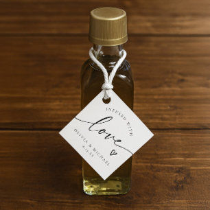Olive Oil Infused with Love Heart Wedding Favour Tags