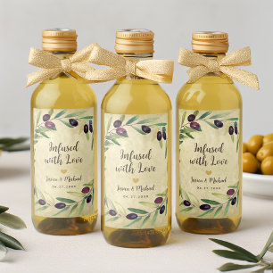 Olive Oil Infused with Love Rustic Wedding Favours Wine Label