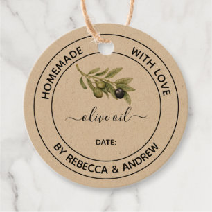 Olive Oil Kraft Colour with Vintage Illustration  Favour Tags
