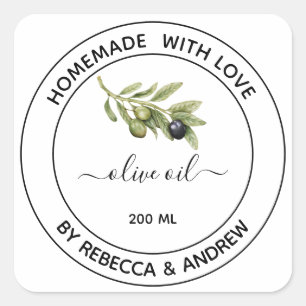 Olive Oil Kraft Colour with Vintage Illustration S Square Sticker