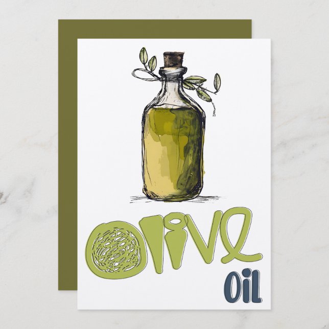 Olive Oil Mediterranean Healthy Organic زيت زيتون Invitation (Front/Back)