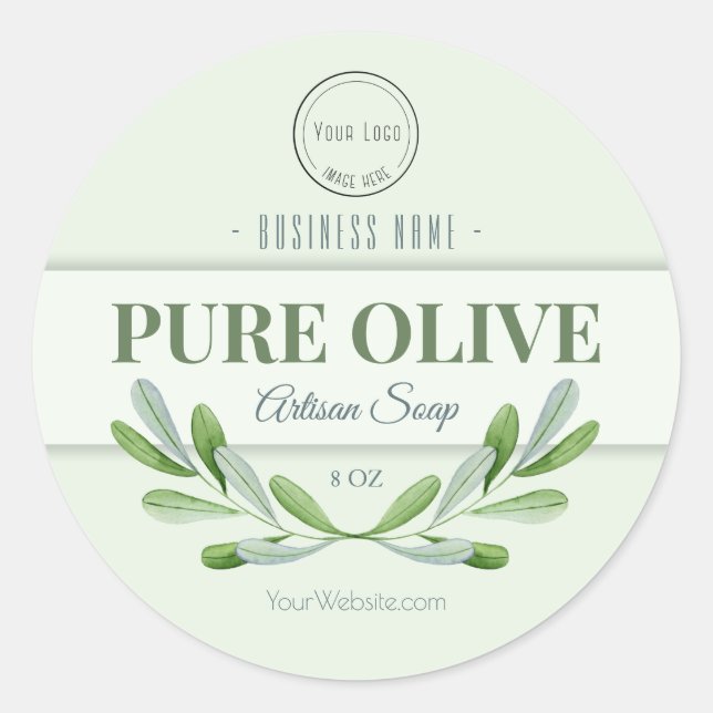 Olive oil soap label Green product label sticker (Front)