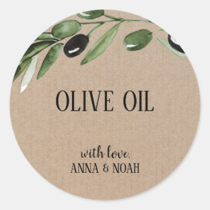 Olive Oil Watercolor Thank You Wedding Favour Classic Round Sticker