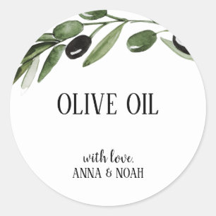 Olive Oil Watercolor Thank You Wedding Favour Classic Round Sticker