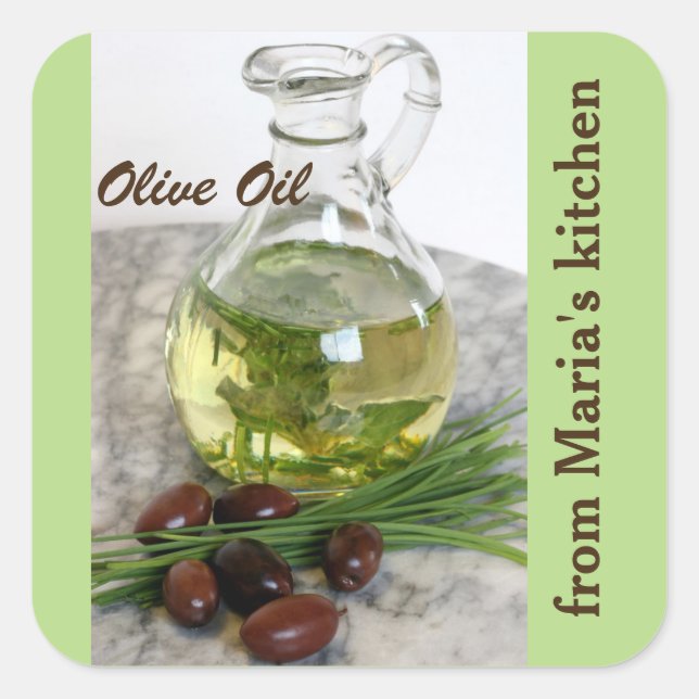 Olive oil with olives square sticker (Front)