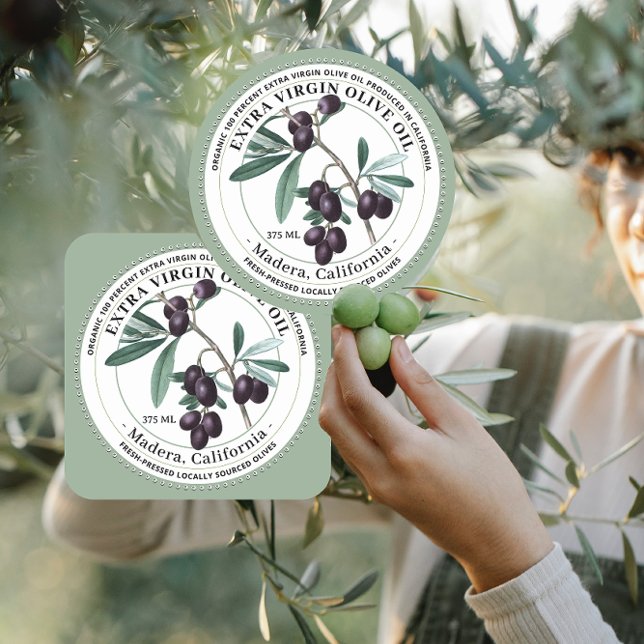 Olive Oil with Vintage Olive Illustration Sticker (Creator Uploaded)
