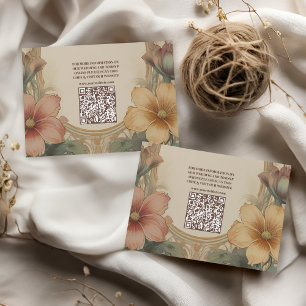 Olive & Orange Wedding Vintage Art Nouveau Floral Enclosure Card