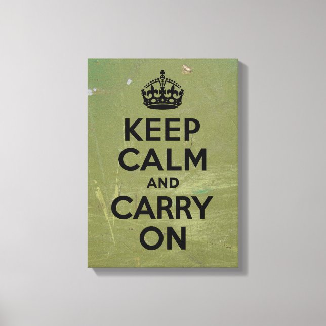 Olive Paint Keep Calm Canvas Print (Front)