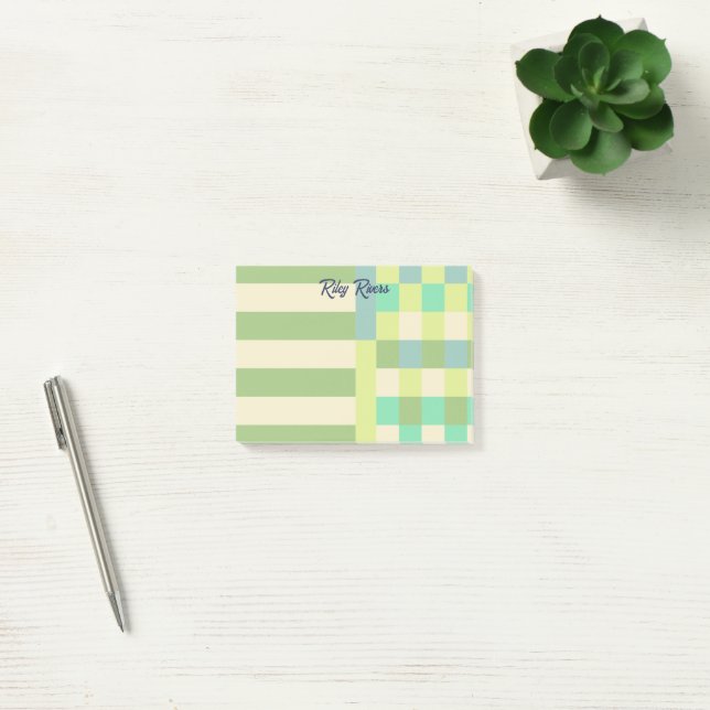 Olive Pale Yellow Colorblocks Your Name Post-it Notes (Office)