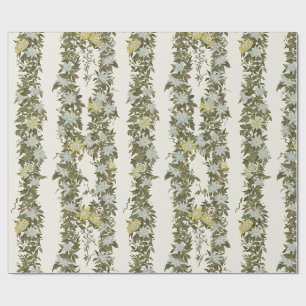 Olive Passionflower Vine Stripe, Cream Wrapping Paper