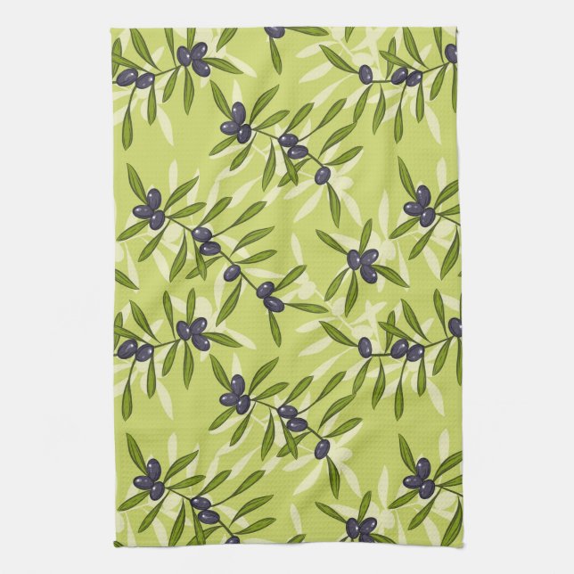 Olive Pattern Tea Towel (Vertical)