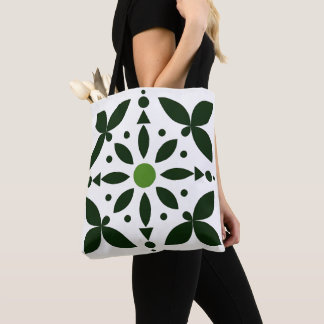 Olive Petal Grid Tote Bag