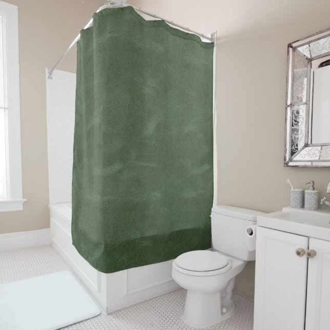 Olive Pistachio Green Christmas Texture Shower Curtain (In Situ)