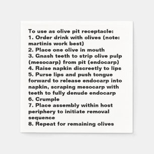 Olive Pit cocktail napkin