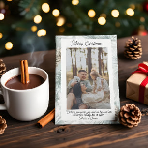 Olive Plaid Portrait Photo Christmas Holiday Card