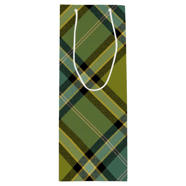 Olive plaid wine gift bag (Front)