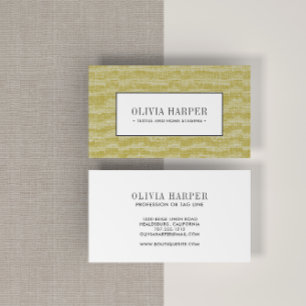 Olive Plain Elegant Linen Look Professional Business Card