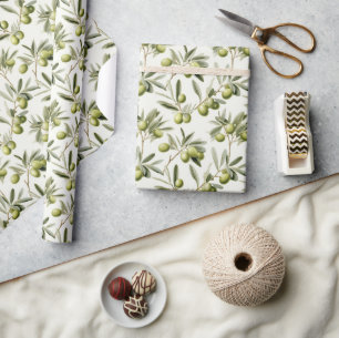 Olive Plant Branches: Nature-Inspired Design Wrapping Paper