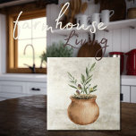 Olive Plant in Rustic Planter Watercolors Tile<br><div class="desc">Watercolor olives & branches design in a rustic planter pot on a faux background. Mix & match with other tiles to create your perfect look.   100% customer satisfaction with "Zazzle" every day.</div>