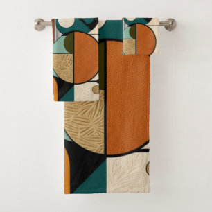 Olive Pop Patterns Retro-Inspired Art Bath Towel Set
