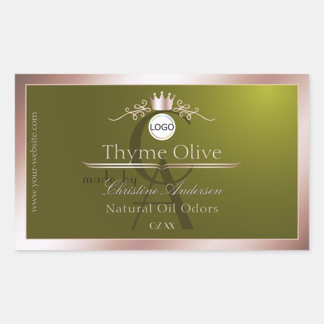 Olive Product Label Rose Gold Frame Logo Monogram (Front)