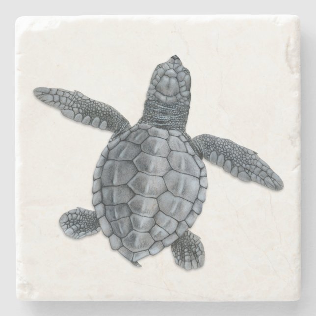 Olive Ridley Sea Turtle Stone Coaster (Front)