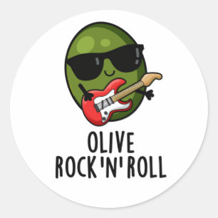 Olive Rock And Roll Funny Rocker Olive Pun Classic Round Sticker