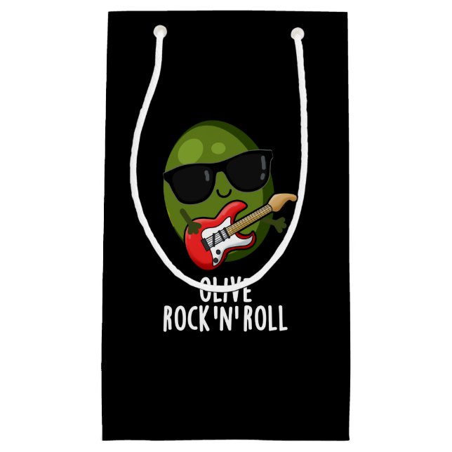 Olive Rock And Roll Funny Rocker Olive Pun Dark BG Small Gift Bag (Front)