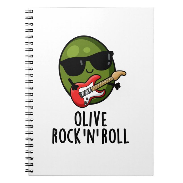 Olive Rock And Roll Funny Rocker Olive Pun Notebook (Front)