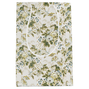 Olive Roses and Blue Morning Glories Medium Gift Bag