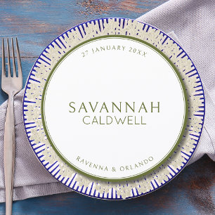 Olive Round Tie Wedding Guest Place Menu Card