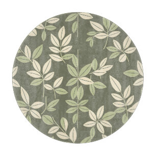 Olive Sage Botanical Leaves Pattern Cutting Board