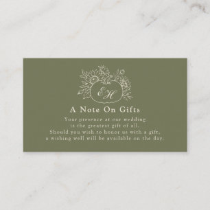 Olive Sage Fall Wedding Gift Note Card