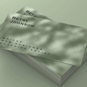 Olive Sage Green Metallic Foil Business Card