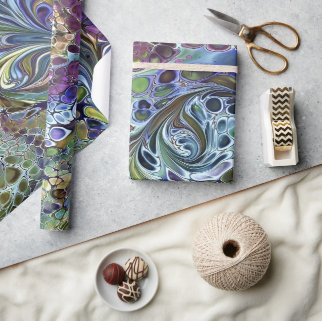 Olive sage green, purple blue burgundy abstract wrapping paper (Crafts)