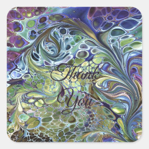 Olive sage green, purple blue burgundy Thank you Square Sticker