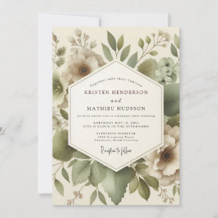 Olive Serene Foliage Wedding Invitation