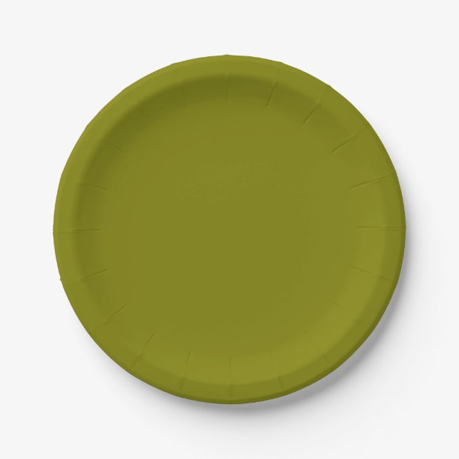 Olive Solid Colour Paper Plate (Front)