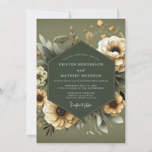 Olive Somber Anemone Wedding Invitation