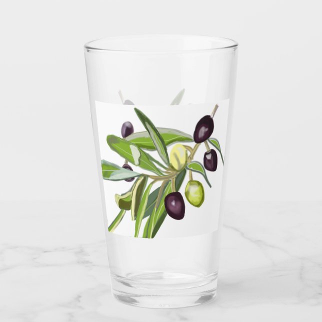 Olive Spray  Glass (Front)