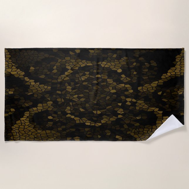 Olive Stained Glass Butterfly Beach Towel (Front)