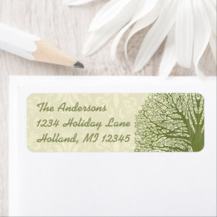 Olive Swirl Whimsical Tree Return Address Labels