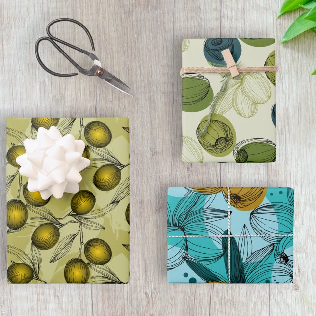 Olive Themed Coordinating Pattern Wrapping Paper Sheet (Creator Uploaded)